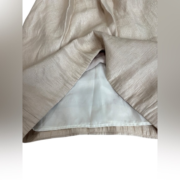 Alexia Admor Jewel Stone Crystal Neck Pleated Trapeze Dress Shimmer Taupe Tan S - Picture 11 of 11